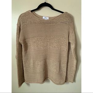 Lord & Taylor Beige Knit Cotton Blend Sweater Size Small